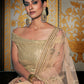 Rajwada Women's Beige Net Semi Stitched Lehenga with Unstitched Blouse