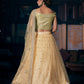 Rajwada Women's Beige Net Semi Stitched Lehenga with Unstitched Blouse