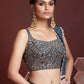 Rajwada Women's Blue Chinon Silk Semi Stitched Lehenga with Unstitched Blouse