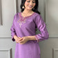 Rajwada Purple Viscose Embroidered Stitched Kurta Set For Women