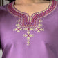 Rajwada Purple Viscose Embroidered Stitched Kurta Set For Women
