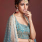 Rajwada Women's Blue Silk Blend Semi Stitched Lehenga with Unstitched Blouse