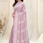Rajwada Partywear levender Printed Chinon Chiffon Saree with Unstitched Blouse for Women