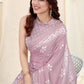Rajwada Partywear levender Printed Chinon Chiffon Saree with Unstitched Blouse for Women