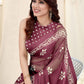 Rajwada Partywear Magenta Printed Chinon Chiffon Saree with Unstitched Blouse for Women