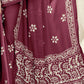 Rajwada Partywear Magenta Printed Chinon Chiffon Saree with Unstitched Blouse for Women