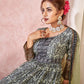 Rajwada Light Green Silk Blend Printed  Gown with Dupatta For Women