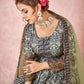 Rajwada Light Green Silk Blend Printed  Gown with Dupatta For Women