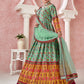 Rajwada Sea Green Silk Blend Printed Gown with Dupatta For Women