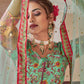 Rajwada Sea Green Silk Blend Printed Gown with Dupatta For Women