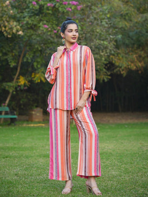 Rajwada Beautiful Multicolor Digital Printed Mull Cotton Indo Western Co-Ord Set for Women