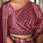 Rajwada Multicolor Satin Printed Stitched Lehenga Choli Set For Women