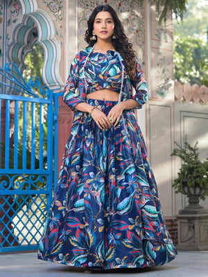 Rajwada Blue Georgette Printed Co-ord set For Women