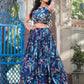 Rajwada Blue Georgette Printed Co-ord set For Women