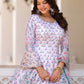 Rajwada White Silk Blend Printed Stitched Gown For Women
