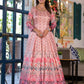 Rajwada Pink Silk Blend Printed Stitched Gown For Women