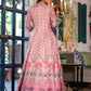 Rajwada Pink Silk Blend Printed Stitched Gown For Women