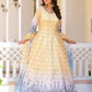 Rajwada Yellow Silk Blend Printed Stitched Gown For Women
