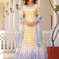 Rajwada Yellow Silk Blend Printed Stitched Gown For Women