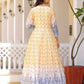 Rajwada Yellow Silk Blend Printed Stitched Gown For Women