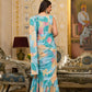 Rajwada Blue Printed Georgette Ready To Wear Saree For Women