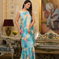 Rajwada Blue Printed Georgette Ready To Wear Saree For Women