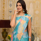 Rajwada Blue Printed Georgette Ready To Wear Saree For Women