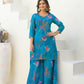 Rajwada Blue Georgette Embellished Stiched Kurta Set For Women