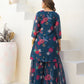 Rajwada Teal Blue Georgette Embellished Stiched Kurta Set For Women