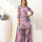 Rajwada Mauve Georgette Embellished Stiched Kurta Set For Women