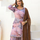 Rajwada Mauve Georgette Embellished Stiched Kurta Set For Women