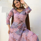 Rajwada Mauve Georgette Embellished Stiched Kurta Set For Women