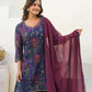 Rajwada Purple Georgette Embellished Stiched Kurta Set For Women