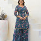 Rajwada Teal Green Georgette Embellished Stiched Kurta Set For Women