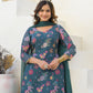 Rajwada Teal Green Georgette Embellished Stiched Kurta Set For Women