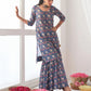 Rajwada Blue Muslin Printed Stitched Kurta Set For Women