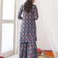 Rajwada Blue Muslin Printed Stitched Kurta Set For Women