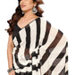 Rajwada Designer Black and White Printed Ready-to-Wear Saree with Unstitched Blouse for Women