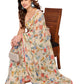 Rajwada Designer Off White Printed Ready-to-Wear Saree with Unstitched Blouse for Women