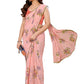 Rajwada Designer Peach Printed Ready-to-Wear Saree with Unstitched Blouse for Women