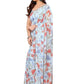 Rajwada Designer Blue Printed Ready-to-Wear Saree with Unstitched Blouse for Women
