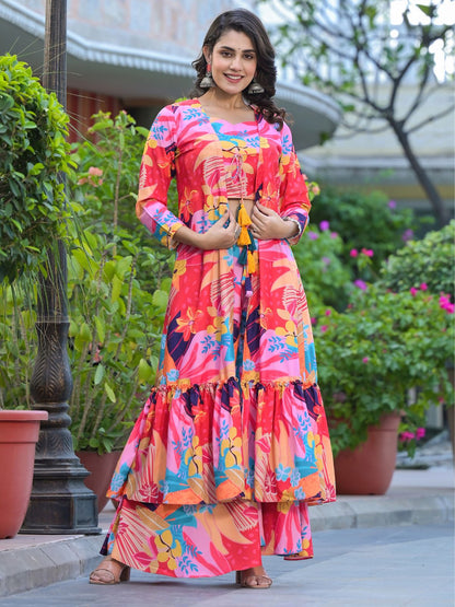 Rajwada Multicolor Cotton Printed Indo Western Co Ord Set For Women