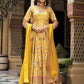 Rajwada Yellow Silk Stitched Gown with Dupatta For Women