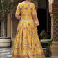 Rajwada Yellow Silk Stitched Gown with Dupatta For Women