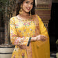 Rajwada Yellow Silk Stitched Gown with Dupatta For Women