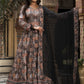 Rajwada Black Silk Stitched Gown with Dupatta For Women