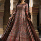 Rajwada Brown Silk Stitched Gown with Dupatta For Women