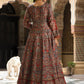 Rajwada Brown Silk Stitched Gown with Dupatta For Women
