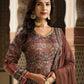 Rajwada Brown Silk Stitched Gown with Dupatta For Women
