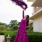 Rajwada Purple Rayon Gold Foil Work Gown with Dupatta for Women